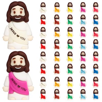 ajabavbd 40PCS Little Jesus Figures, 10 Color Tiny Jesus Figurines in Bulk, Mini Jesus Figure Religious Gifts, Christian Mothers Day Teacher Appreciation Gifts for Kids Women Mom (40PCS)