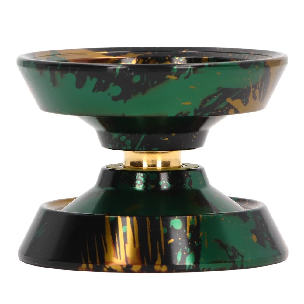 Aqur2020 YoYo Ball, Unresponsive Aluminum Alloy Finger Spin Trick Yoyo with Stainless Steel Bearing and Sandblasted Finish for Advanced Players (Black+Gold)