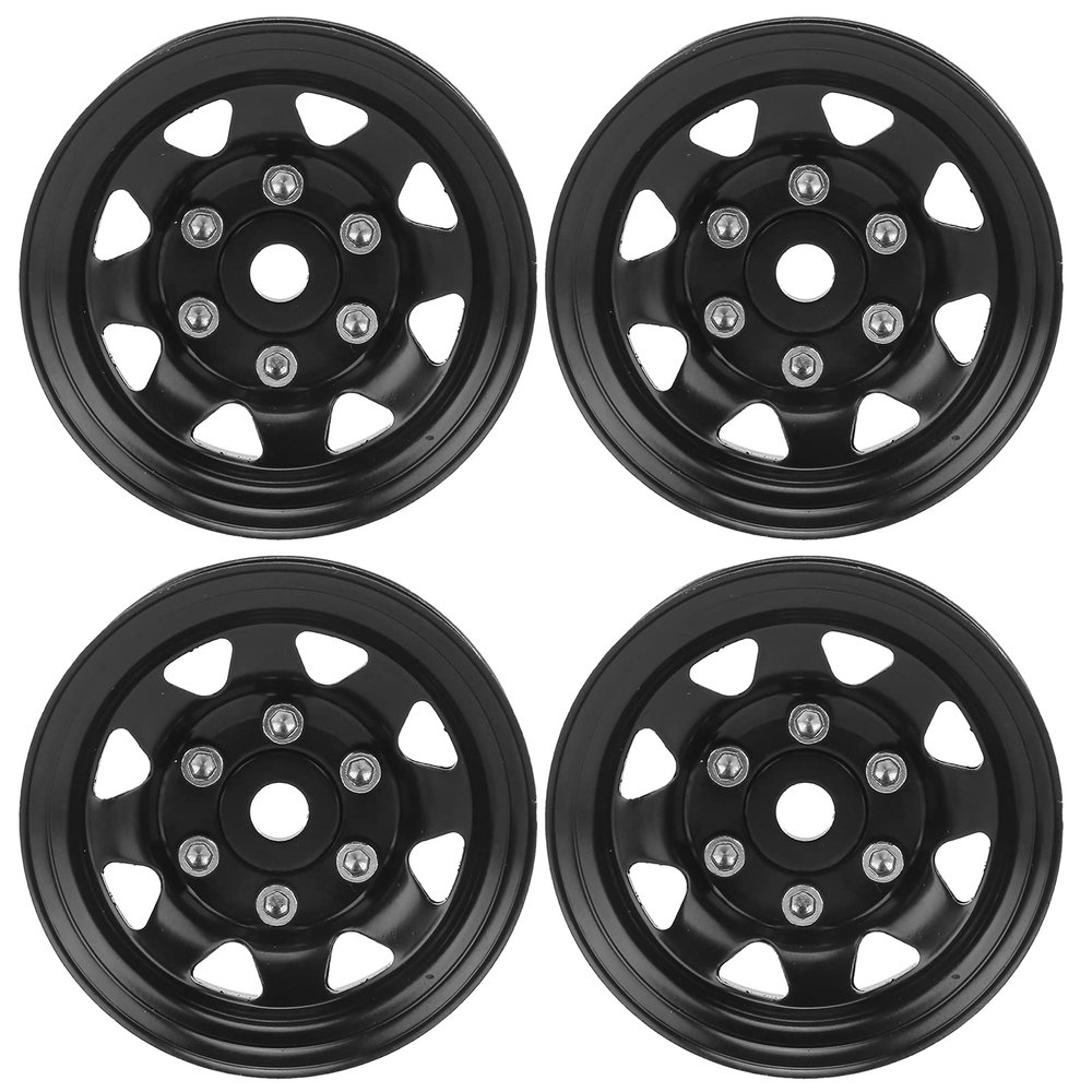 4 Pcs 1.55 Inch RC Beadlock Wheel Hub, RCl Hubs for AX90069 Crawlers, Strength Zinc y RC Hubs with 5 Hole Silver, Non ing (Black)