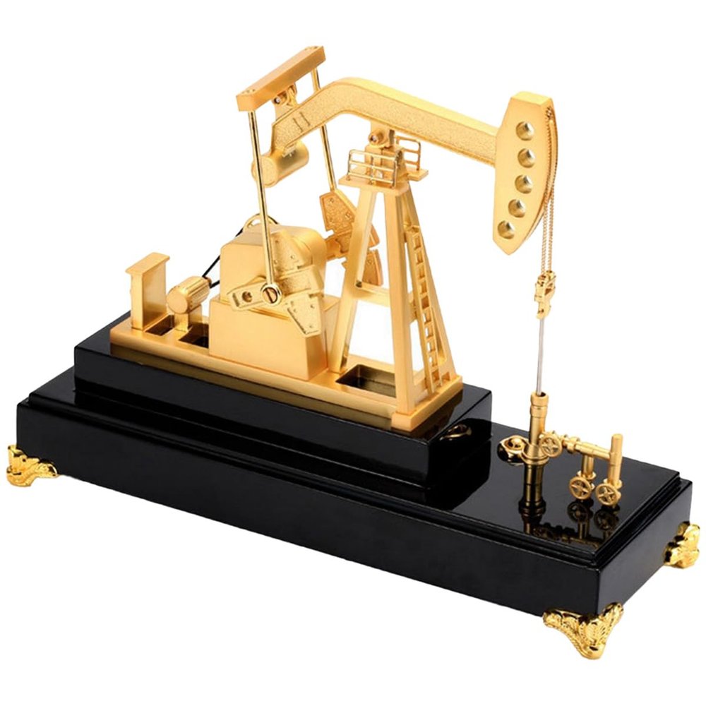 3D Electric Metal Oil Well Pump Jack Model, DIY Industrial Mechanical Model Toy Gift, Creative Desktop Ornament Decoration, Science Eductional Toy