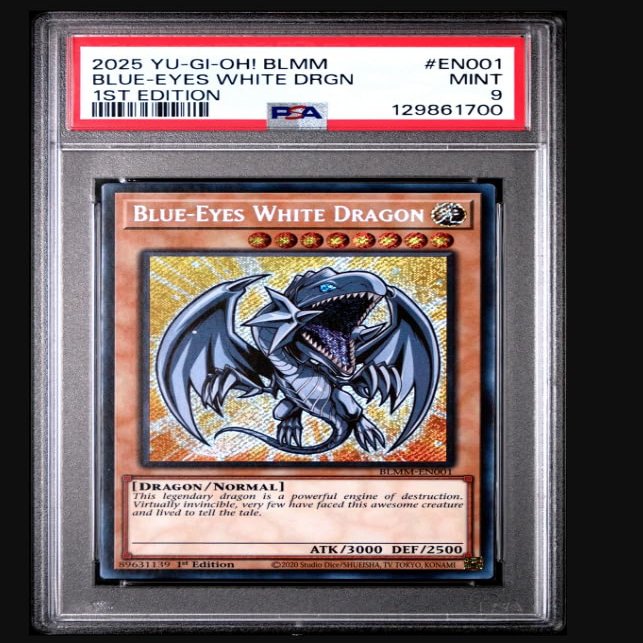 2025 BLMM-Battles of Legend: Monster Mayhem EN001 Blue-Eyes White Dragon 1ST Edition PSA 9