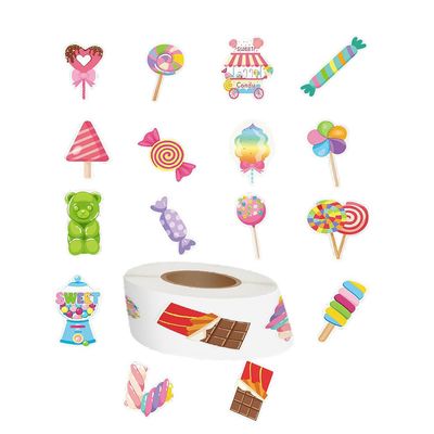 1000 Pcs Candy Collections Roll Stickers 16 Different Patterns Lovely Sticker for Girls Teens Adorable Adults, DIY Bumper Scrapbooks Envelopes Cards Gift Boxes Party Supply(1 Inch)