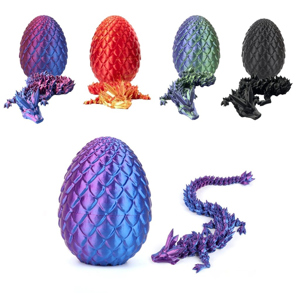 Florisun 3D Printed Dragon with Egg, Large Crystalynx Dragon Eggs with Dragon Inside, Cool Articulated 3 d Printed Dragon Best Decorations