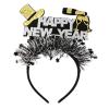 AVMBC Happy New Year Headband Tiara New Year Top Hat Headband with Tinsel New Years Eve Party Supplies view 1