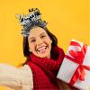 AVMBC Happy New Year Headband Tiara New Year Top Hat Headband with Tinsel New Years Eve Party Supplies view 3