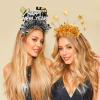 AVMBC Happy New Year Headband Tiara New Year Top Hat Headband with Tinsel New Years Eve Party Supplies view 4