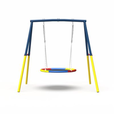 440lbs Flying Saucer Swing Set with 40" Saucer Tree Swing and Heavy Duty A-Frame Stand, Full Steel Outdoor Metal Swing Set for Kids, Backyard, Playground (Blue)