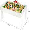Wooden Train Toy Play Set, Toddlers Reversible Activity Table - 90 Multiple Pieces Tracks, Train, Railway, City Detachable Tabletop Kids Age 3+ Birthday Gift for Boys and Girls view 2