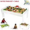 Wooden Train Toy Play Set, Toddlers Reversible Activity Table - 90 Multiple Pieces Tracks, Train, Railway, City Detachable Tabletop Kids Age 3+ Birthday Gift for Boys and Girls view 3