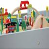 Wooden Train Toy Play Set, Toddlers Reversible Activity Table - 90 Multiple Pieces Tracks, Train, Railway, City Detachable Tabletop Kids Age 3+ Birthday Gift for Boys and Girls view 4