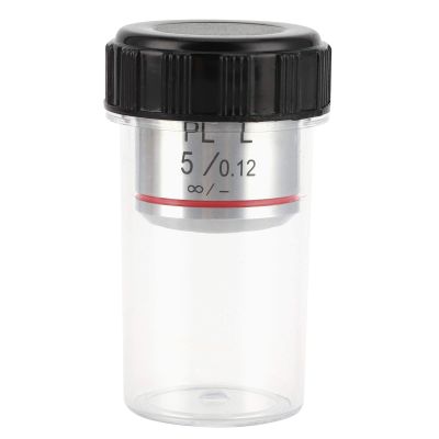 Adfaga Objective Lens KP5X PL5X Aluminum Alloy Infinite Long Working Distance 26.1mm for Metallurgical Microscope with Plastic Box