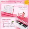 Costzon 25 Keys Kids Piano Keyboard, Mini Digital Piano Wooden Toy w/ Adjustable Speed & Volume, Teaching Mode, Removable Music Stand, Educational Music Instrument for Kids Aged 3+ (Pink,with Stool) view 3