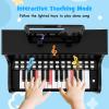 Costzon 25 Keys Kids Piano Keyboard, Mini Digital Piano Wooden Toy w/ Adjustable Speed & Volume, Teaching Mode, Removable Music Stand, Educational Music Instrument for Kids Aged 3+ (Black,with Stool) view 2
