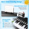 Costzon 25 Keys Kids Piano Keyboard, Mini Digital Piano Wooden Toy w/ Adjustable Speed & Volume, Teaching Mode, Removable Music Stand, Educational Music Instrument for Kids Aged 3+ (Black,with Stool) view 4