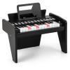 Costzon 25 Keys Kids Piano Keyboard, Mini Digital Piano Wooden Toy w/ Adjustable Speed & Volume, Teaching Mode, Removable Music Stand, Educational Music Instrument for Kids Aged 3+ (Black,Triangular) view 1