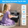 Costzon 25 Keys Kids Piano Keyboard, Mini Digital Piano Wooden Toy w/ Adjustable Speed & Volume, Teaching Mode, Removable Music Stand, Educational Music Instrument for Kids Aged 3+ (Black,Triangular) view 3