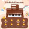 Costzon 25 Keys Kids Piano Keyboard, Mini Digital Piano Wooden Toy w/ Adjustable Speed & Volume, Teaching Mode, Removable Music Stand, Educational Music Instrument for Kids Aged 3+ (Brown,Upright) view 2