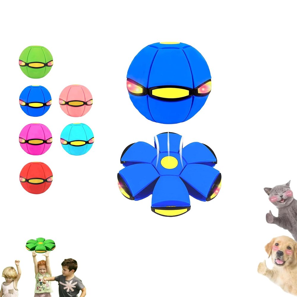 2026 New Children's Bouncing Ball, Magic Metaball, Magic Flying Saucer, Bouncy Ball, Parent-Child Interaction, Dual Form Freely Switchable, with 6 Light (Blue)