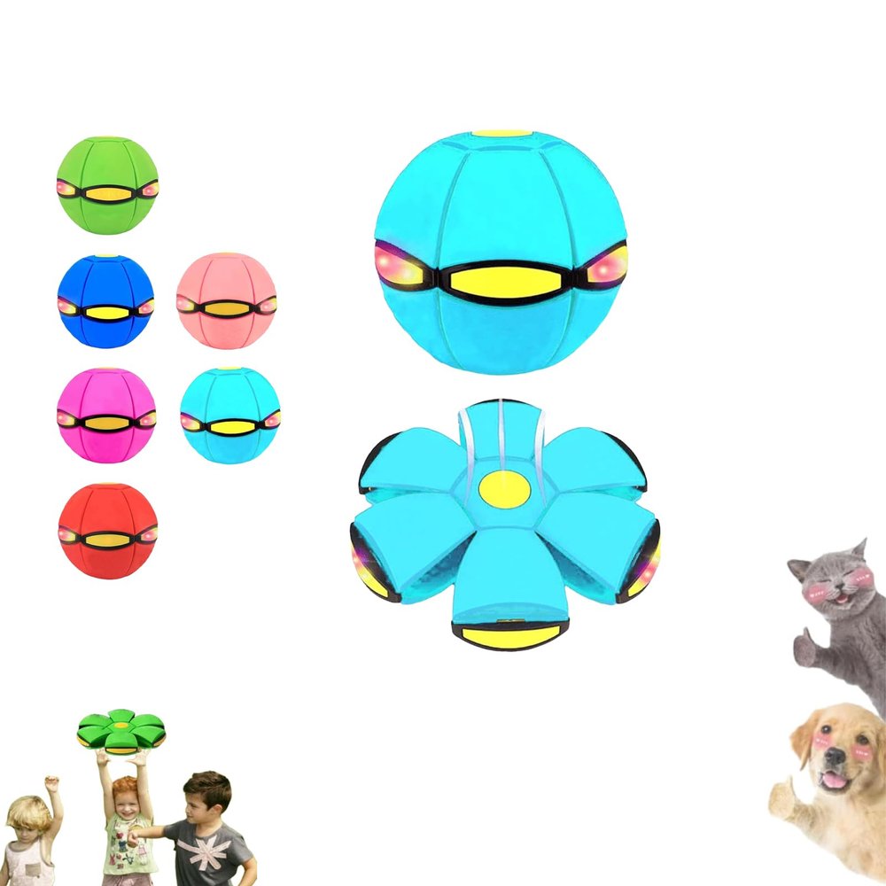 2026 New Children's Bouncing Ball, Magic Metaball, Magic Flying Saucer, Bouncy Ball, Parent-Child Interaction, Dual Form Freely Switchable, with 6 Light (Macaron Blue)