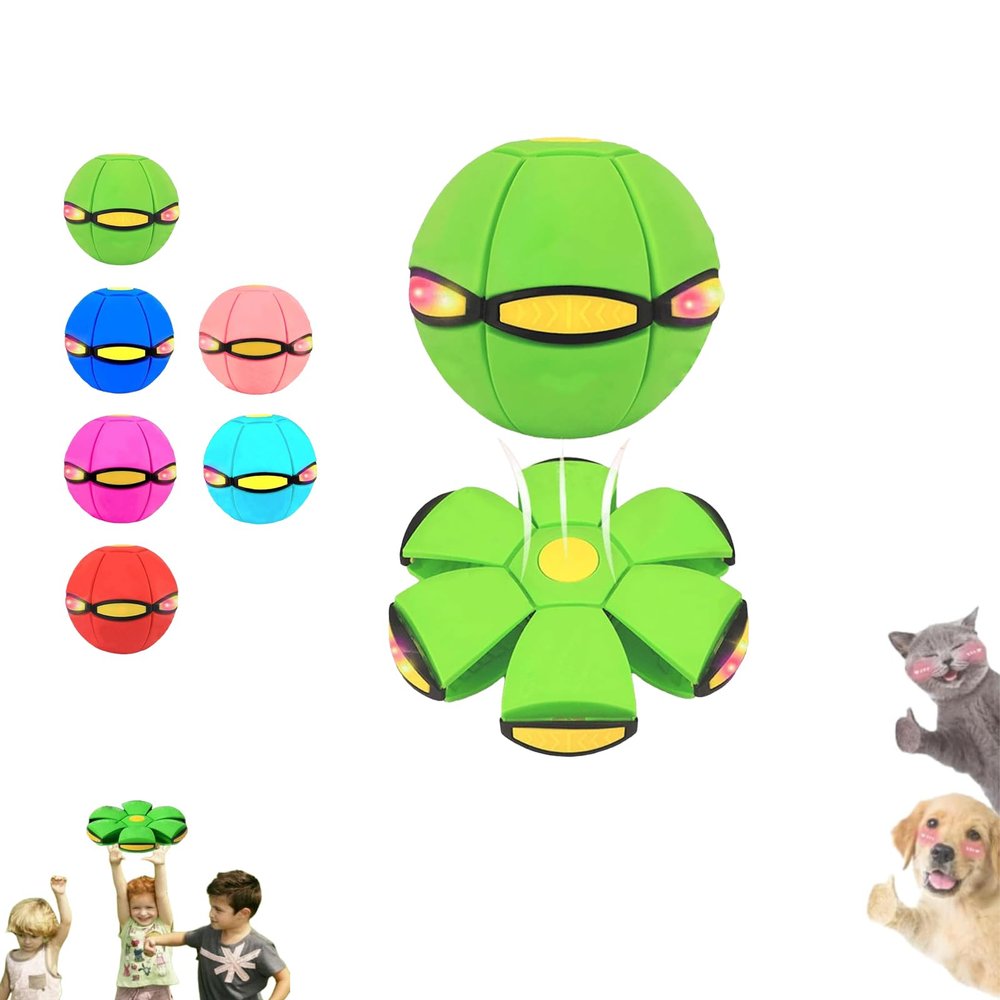 2026 New Children's Bouncing Ball, Magic Metaball, Magic Flying Saucer, Bouncy Ball, Parent-Child Interaction, Dual Form Freely Switchable, with 6 Light (Green)