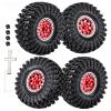 4PCS 1.9Inch Beadlock Honeycomb Rims and Voodoo Tire Set for 1/10 TRX4 TRX6 SCX10 RC Crawler Car (Red) view 1