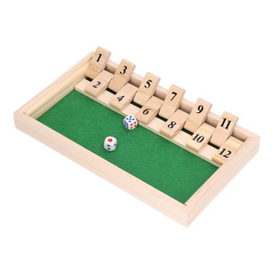 Aqur2020 Shut The Box Dice Game, 12 Number Pine Wood Board Game with Rotating Base for Bars KTV Tea House Classic Family Pub Entertainment