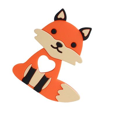 YARNOW Silicone Teether Soft Teething Plaything Cartoon Fox Design for Boys and Smooth Surface with Rounded Edges Gum Massage Aid for Healthy Tooth Growth