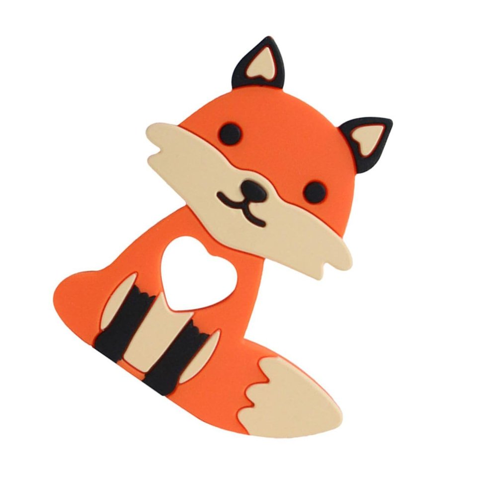 YARNOW Silicone Teether Soft Teething Plaything Cartoon Fox Design for Boys and Smooth Surface with Rounded Edges Gum Massage Aid for Healthy Tooth Growth