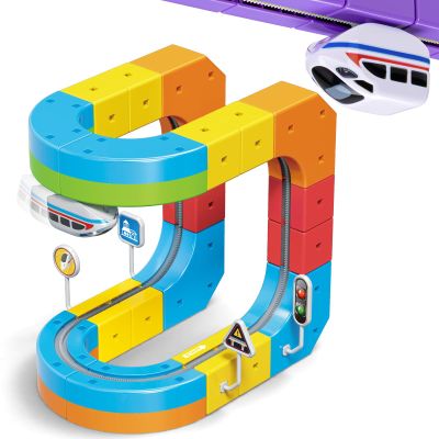 Wdebay klick Rail Electric Train Set 3D Magic Flexible Race Track for Kids 3 4 5 6 7 8 Years Old, 32 pcs Race Car Track Block with Anti-Gravity, Educational STEM Toy Boys Girls Birthday