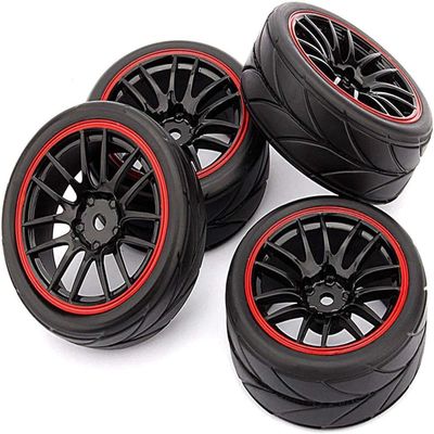 4pcs 12mm Hub Wheel Rims & Rubber Tires for RC 1/10 On-Road Touring Drift Car R