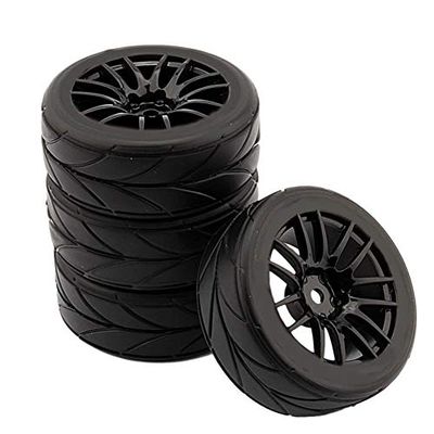 4Pcs 1/10 Rubber Tire Rc Racing Car Tires On Road Wheel Rim Fit for Hsp Hpi 9068-6081 Rc Car Part