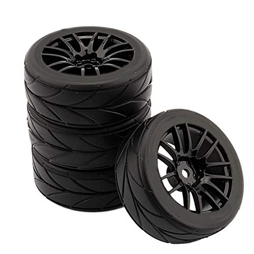 4Pcs 1/10 Rubber Tire Rc Racing Car Tires On Road Wheel Rim Fit for Hsp Hpi 9068-6081 Rc Car Part