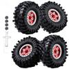 4PCS 1.9Inch Beadlock Planetary Shape Rims and Soft Rubber Rock Tire Set for 1/10 TRX4 SCX10 RC Crawler Car (Red) view 1