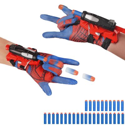 2 Set Spider Web Shooters with Gloves and Soft Bullet,Super Wrist Launcher Toy for Kids,Toy for 3 4 5 6-8 9 Year Old Boy