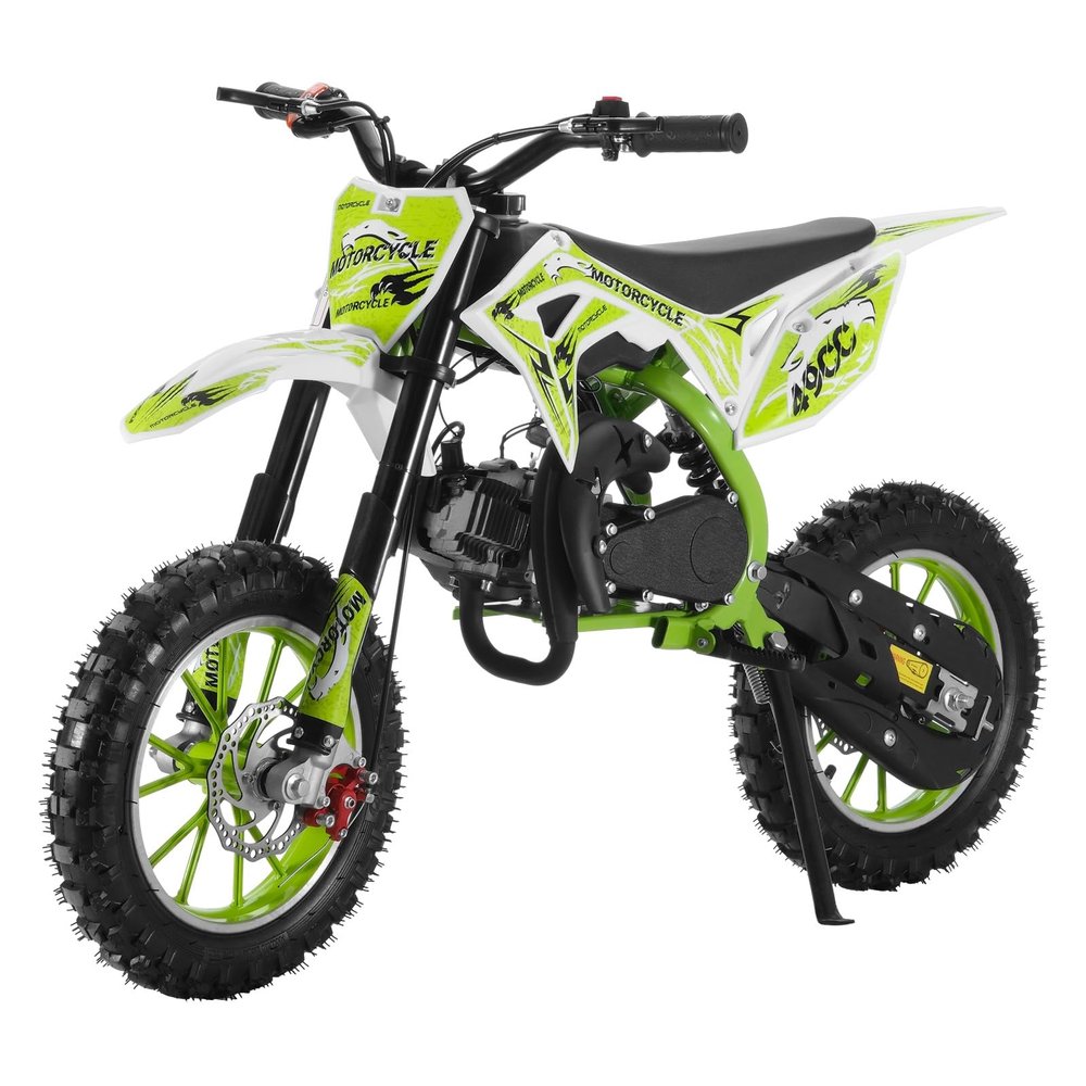 50cc Kids Dirt Bike for Kids,Gas Dirt Bikes with 2-Stoke,Off Road Motorcycle for 5-17 with Front/Rear Disc Brakes, Shock Absorption, Soft Seat Cushion Green