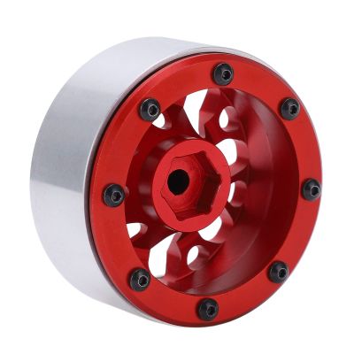 1.9 Inch Aluminum Wheel Hubs for SCX10 D90 | 1/10 Scale RC Car Upgrade Parts | High Accuracy CNC Machined Hub for Off - Road/Crawler/Trail Truck | 4PCS Red Alloy Rims