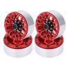 1.9 Inch Aluminum Wheel Hubs for SCX10 D90 | 1/10 Scale RC Car Upgrade Parts | High Accuracy CNC Machined Hub for Off - Road/Crawler/Trail Truck | 4PCS Red Alloy Rims view 2