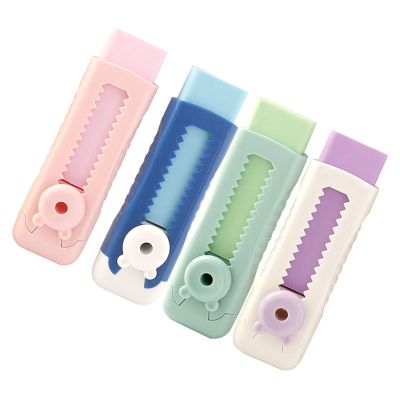 4Pieces Sliding Pencil Eraser Easy Erasing Colorful Art Retractable for Student Kid Writing Drawing Colored Erasers Set