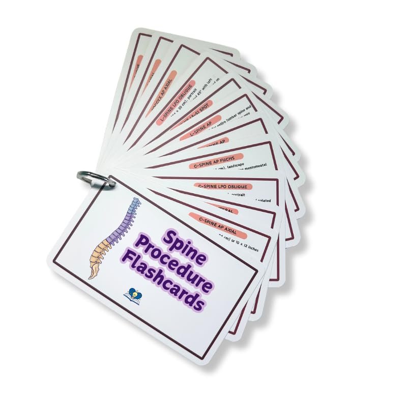 Radiology Flashcard Set (Spine, Upper, Lower) | Xray Positioning Guide | 3 Oblique Rules & Specialty Views | Rad Tech Student Essentials & Gifts (Spine)