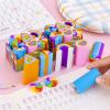 6 Rainbow Heart Erasers Set Creative Painting Correction Tools for Schoolwork Pencil for Children Rainbow Pencil Painting Heart Eraser for Students view 4
