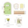 Mamimami Home Green Balcony Little Magical Fairy Door with Base, 13cm 5.12 inch Elf Miniature Tiny Door with Flowerpot and Window, Tooth Fairy Door Handmade Christmas Decorations view 3