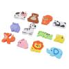 Aqur2020 Wooden Block Toys, Rubber Wood, 12 Blocks, Animals Theme, Non-Paint, 6.1x6.1 Inches, with Storage Box view 3