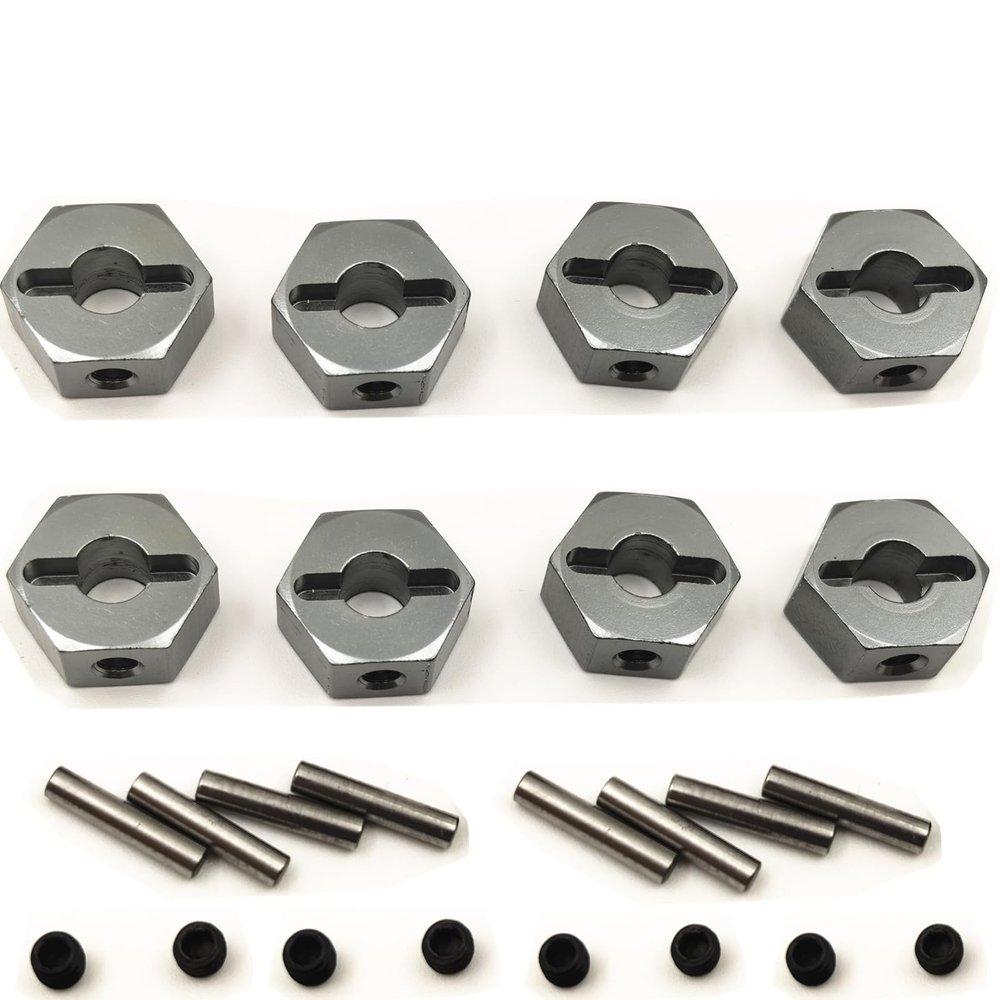 2 Sets Aluminum 12mm*5mm Wheel Hub Hex Adapter for 1/14 MJX Hyper Go 14209 14210 Upgrades PartsTitanium