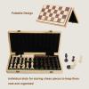 15 Inch Wooden Chess Set with Folding Board and Chess Piece Storage Slot, Handmade Portable Travel Chess Game Sets for Kids Adults Beginner and Pros, Non-Magnetic, 2 Extra Queens view 4