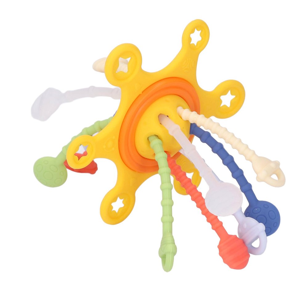 Aqur2020 Colorful Silicone Pull String Toy, Unique Design, with Sensory Training Functions, Activity Toy for Babies, DIY, Teething, Promotes Fine Motor Skills, Liquid Silicone + PP, 12 X 12 X 17 Cm