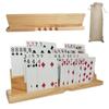 2PCS Card Holder Playing Cards 4-Slot Wooden Card Holder Playing Cards with Storage Bag Wooden Card Holders for Playing Card for Canasta and Bridge, Hands-Free Playing Card Holders for Adults, Kids, Seniors view 1