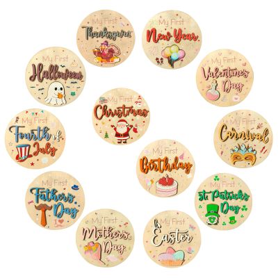 12 Pcs My First Christmas, My First Holiday Milestone Signs, Baby Milestone Signs, Baby Announcement Sign, Newborn Announcement Sign, New Year Newborn Photo Props for Shower Party Supplies Gift (A)