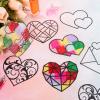 36Pcs Valentines Heart Paper Suncatcher for Kids, Stained Glass Effect Heart Suncatchers Hearts Shaped Tissue Paper Craft DIY Window Art, Classroom Art Craft, Valentines Day Party Game Supplies view 4