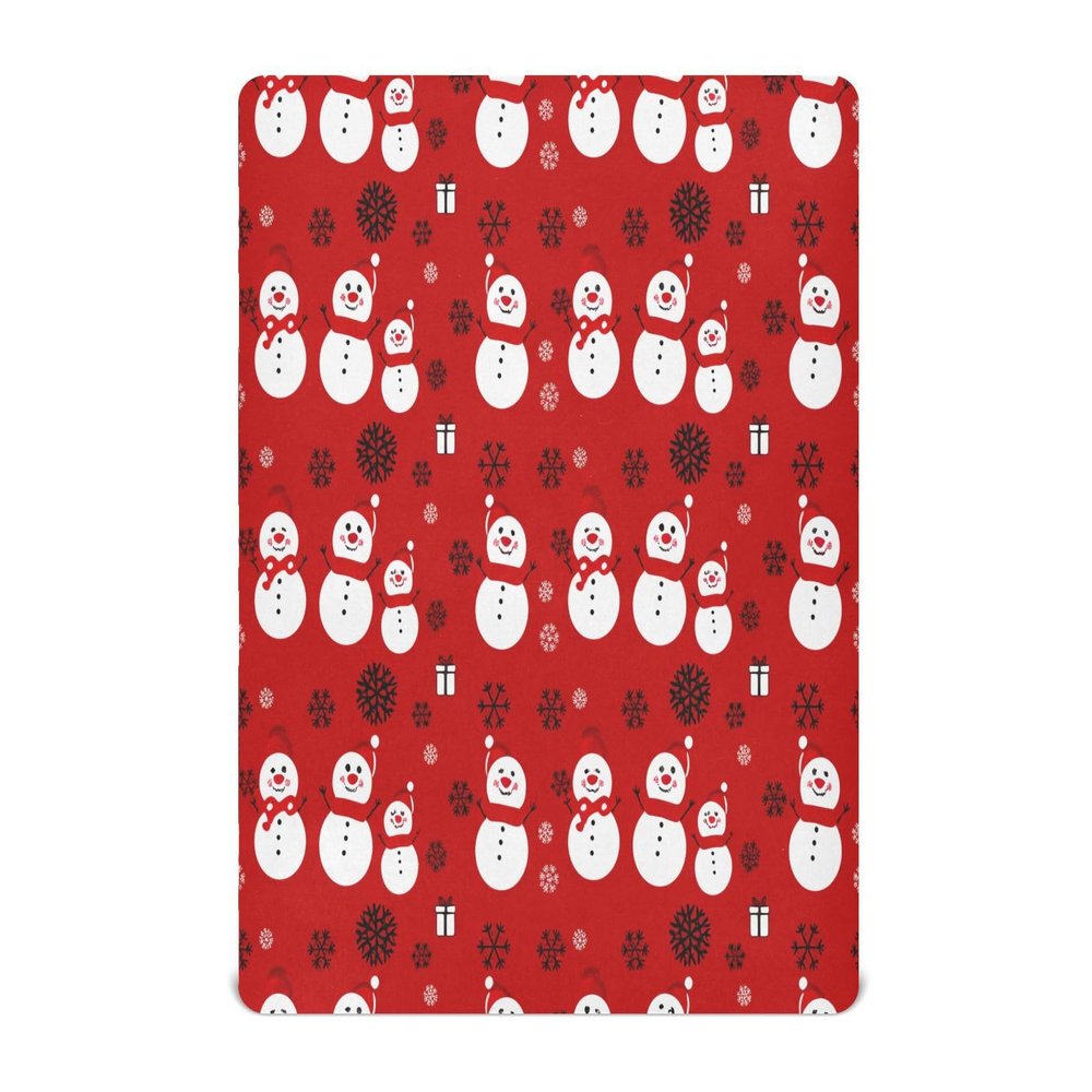 Kigai Christmas Snowmen Crib Sheet for Boys and Girls Jersey Knit Fitted Baby Sheet for Standard Crib Toddler Mattress Cozy Soft Breathable, 27x39 inch