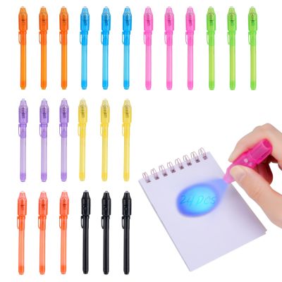 QANIY Bulk Invisible Ink Pens for Kids (24 Pcs) with UV Light, Spy Kit Secret Message Markers, Summer Camp Activities & Road Trip Toys, Back to School Classroom Prizes & Party Favors